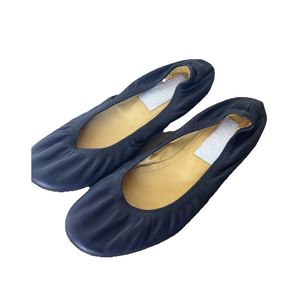 Lanvin Flats Womens Size 6.5 Blue Leather Round Toe Ballet Slip On Shoes